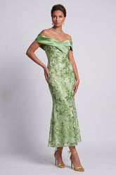 Sparkly Green Floral Long Mermaid Sequin Mother of the Bride Dress