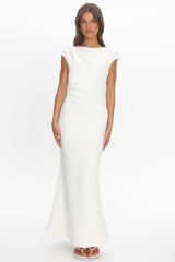 Zarae Cap Sleeve Surplice Back Maxi Dress White