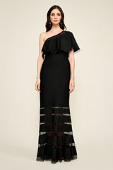 Addison One Shoulder Pintuck Jersey Gown