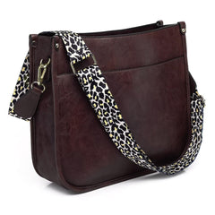 Crossbody Purse with Guitar Strap Zipped Pockets Handbag Shoulder Bag Vegan Leather Crossbody Bags for Women