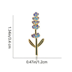 Lavender Floral Enamel Pin in Gold Finish