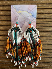 Boho Style Long Drop Handmade Earrings