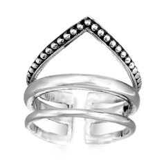 Chevron Boho Silver Ring