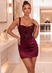 Admired By All Corset Mini Dress - Plum