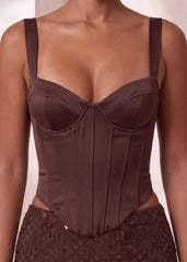 All Yours Satin Corset - Brown