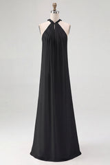 Dark Green Chiffon A Line Halter Long Formal Dress
