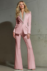 Sparkly 2 Piece White Shawl Lapel Prom Suits with Sequins