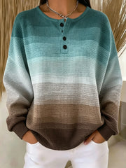 Casual Simple Ombre Henley Collar Long Sleeve Sweatshirt
