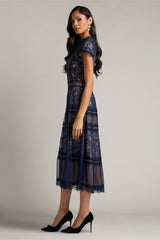 Ahern Orchid Lace Midi Dress
