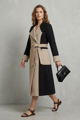 CLARA | CONTRAST DOUBLE BREASTED TAILORED LONG COAT