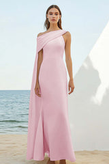 Dusty Rose Sheath Chiffon Long Formal Dress