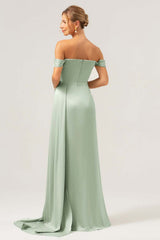 Wisteria Off The Shoulder Long Bridesmaid Dress with Slit
