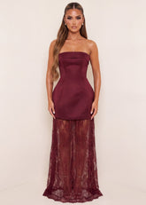 First Desire Mini Dress With Detachable Lace Skirt - Burgundy