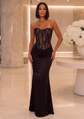 Hidden Romance Corset Maxi Dress - Black
