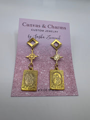 The World Tarot Card Earrings in Gold