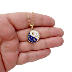 Ying Yang Coin Necklace 14k Gold-Plated