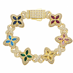 21Dripzz Iced Flower Bracelet Gold Multicolor