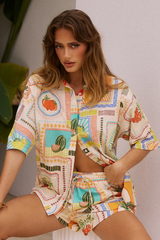 AMORELLE – GEOMETRIC PRINT SUMMER SHIRT AND SHORT SET