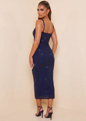 Leading Lady Embellished Midi Dress - Navy