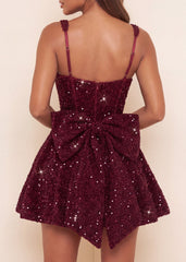 Love Letters Bow Mini Dress - Burgundy