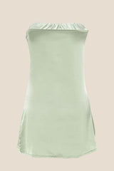 Strapless Ruched Green Split Mini Dress