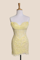 Cowl Neck Yellow Lace Tight Homecoming Dress