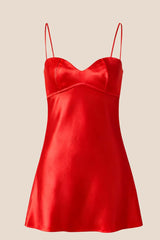 Hot Pink Satin Straps Short Dress