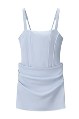 Light Blue Draped Tight Short Dress