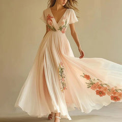 Amelia | Elegant High Waist V-Neck Party Dresses