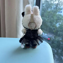 SeamosToys Black Camellia Labubu Clothes
