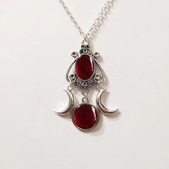 Mystic Moon Silver Amethyst Necklace Boho Rustic Gemstone Crystal