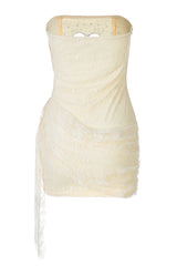 Strapless Pink Hollow Heart Lace Short Dress