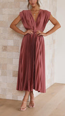 ALIYAH – ELEGANT PLEATED MIDI DRESS