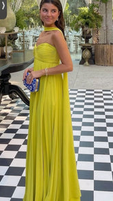Classy A line Sweetheart Chiffon Long Prom Dresses Formal Summer Wedding Guest Dresses Wedding Guest Outfit W0252