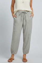 Anna | Women's Trousers with Drawstring Waist and Button Hem