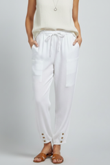 Anna | Women's Trousers with Drawstring Waist and Button Hem