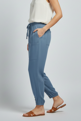 Anna | Women's Trousers with Drawstring Waist and Button Hem