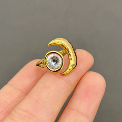 Moon Ring 18K Gold Plated Stainless Steel Zircon