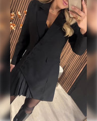 Ally™ | Solid-Color Dress with Lapels & Blazer Style