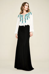 Alina Embroidered Crepe Gown