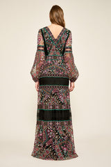 Allegra Long-Sleeve Embroidered Gown