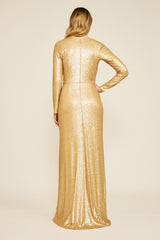 Alberti Sequin Slit Gown - PETITE