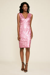 Akers Sequin Embroidered V-Neck Dress
