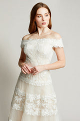 Adriane Floral Embroidered Tea-Length Dress