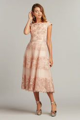 Adriane Floral Embroidered Tea-Length Dress