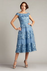 Adriane Floral Embroidered Tea-Length Dress