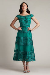Adriane Floral Embroidered Tea-Length Dress
