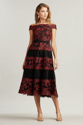 Adriane Floral Embroidered Tea-Length Dress