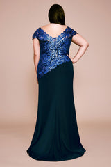 Alvaro Embroidered Crepe Gown - PLUS SIZE