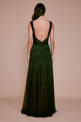 Abaco Draped Mesh Sleeveless Gown